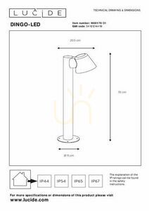 Outdoor Post Light Lucide Dingo Vit Aluminium 70 cm 14881/70/31 small 5