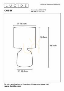 Lucide COSBY bordslampa grå keramik bomull Japandi 47503/81/36 small 3
