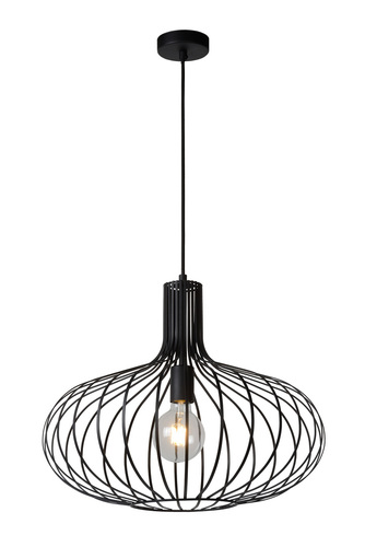 Kontrollera Lucide svart hängande lampa 50 cm metall E27 vintage modern