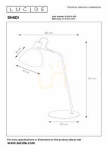 Skrivbordslampa Lucide SHADI svart metall vintage 03617/01/30 small 3
