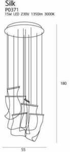 Taklampa Max Light Silk P0371D krom LED 15 W 55 cm small 3