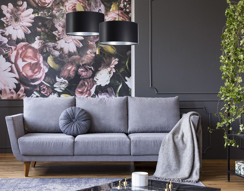 Kontrollera Svart och silverfärgad taklampa 50cm LEXIE E27 60W latex, satin - försäljning