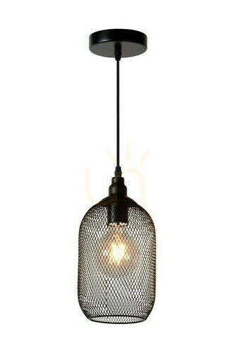 Kontrollera Lucide MESH svart pendellampa 15 cm metall vintage 43404/15/30
