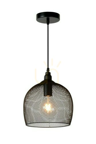 Kontrollera Lucide MESH svart pendellampa 22 cm vintage metall 43404/22/30