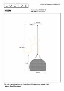 Pendellampa Lucide MESH svart metall 28 cm 43404/28/30 small 6