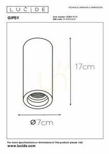 Lucide GIPSY takspotlight vit gips GU10 7 cm 35100/17/31 small 4