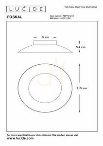 Plafond Lucide FOSKAL guld LED 21,5 cm 6W 2700K 79177/06/01 small 3