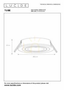 Takspotlight Lucide TUBE silver GU10 9 cm 22954/01/12 small 6
