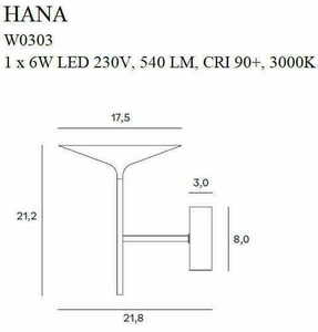 Vägglampa Max Light Hana W0303 svart LED 21,2 cm small 2