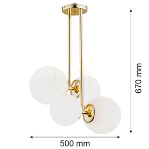 Hängande lampa ARGON MORITZ 4-ljus opal matt mässing E27 SKU 1743 small 4