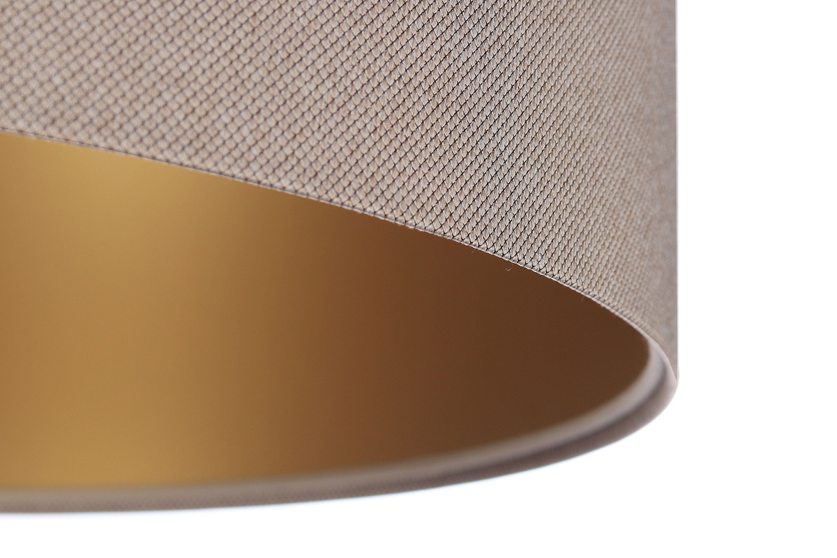 Utsikt Taklampa för matsal 40cm Läder E27 60W stoppad, beige, guld Taklampa för matsal 40cm Läder E27 60W stoppad, beige, guld