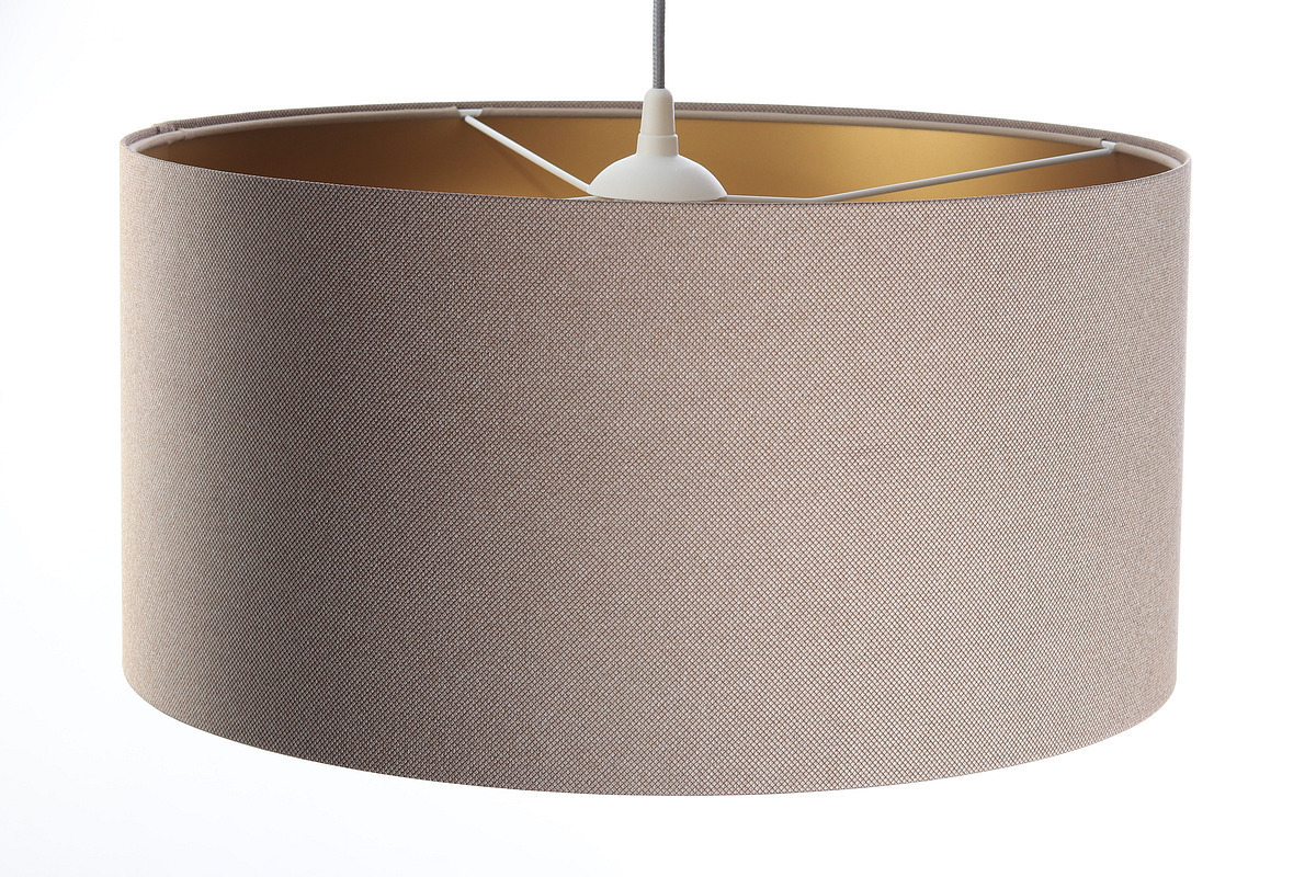 Display Taklampa för matsal 40cm Läder E27 60W stoppad, beige, guld Taklampa för matsal 40cm Läder E27 60W stoppad, beige, guld