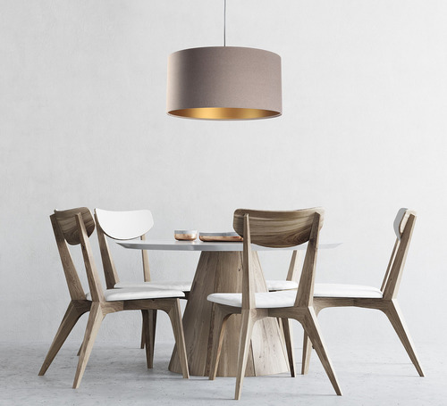 Kontrollera Taklampa för matsal 40cm Läder E27 60W stoppad, beige, guld