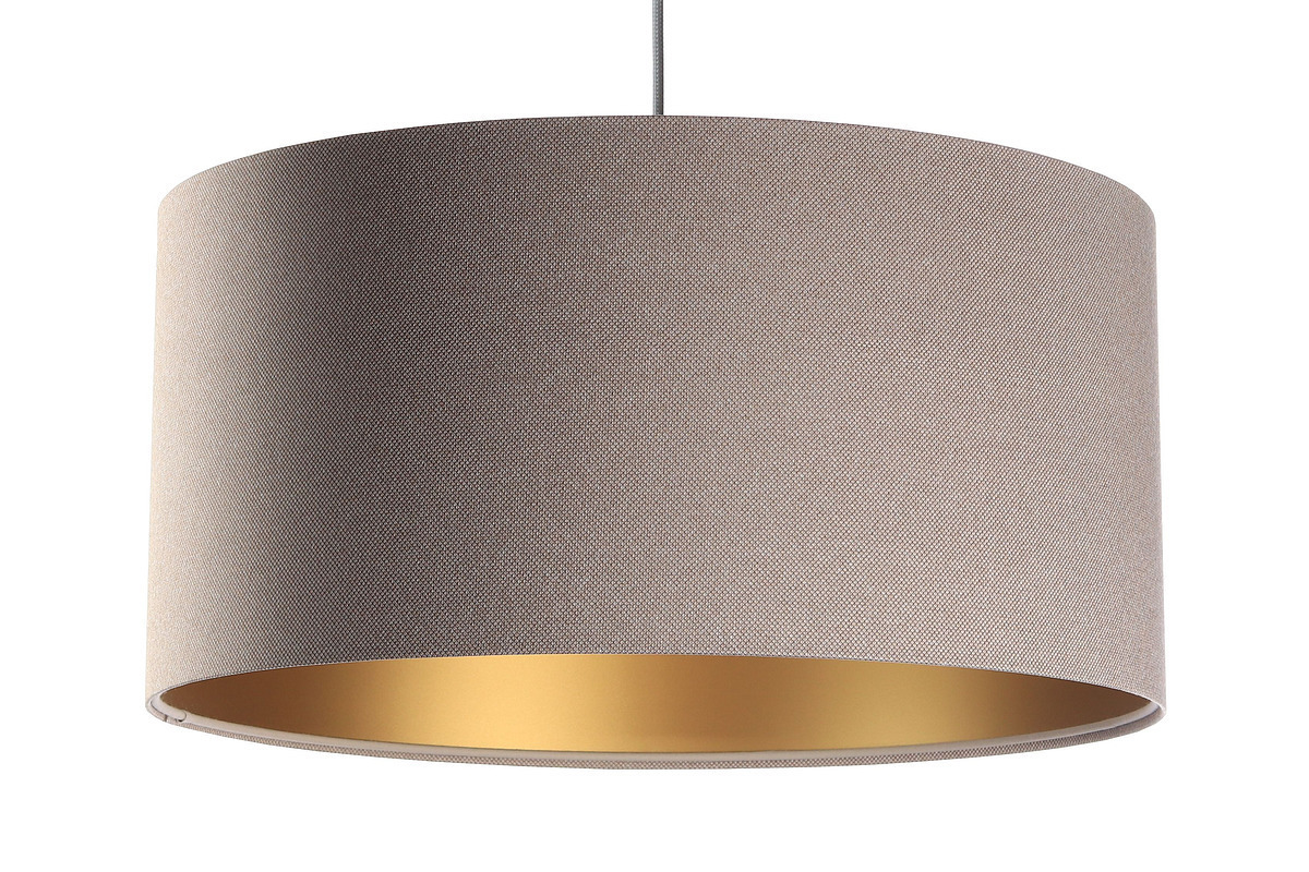 Utsikt Taklampa för matsal 40cm Läder E27 60W stoppad, beige, guld Taklampa för matsal 40cm Läder E27 60W stoppad, beige, guld