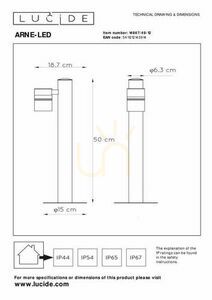 Lucide ARNE-LED utomhus stolpbelysning silver rostfritt stål IP44 14867/49/12 small 3