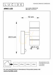 Lucide ARNE-LED svart LED vägglampa utomhus IP44 14866/10/30 small 3