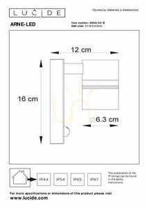 Lucide ARNE-LED utomhus vägglampa silver IP44 rörelsesensor 14866/05/12 small 3