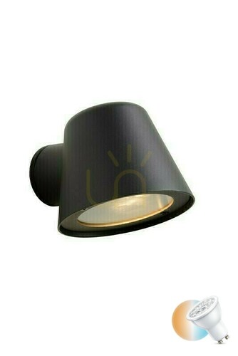 Kontrollera Lucide Dingo utomhus vägglampa antracit LED GU10 IP44 14881/05/30