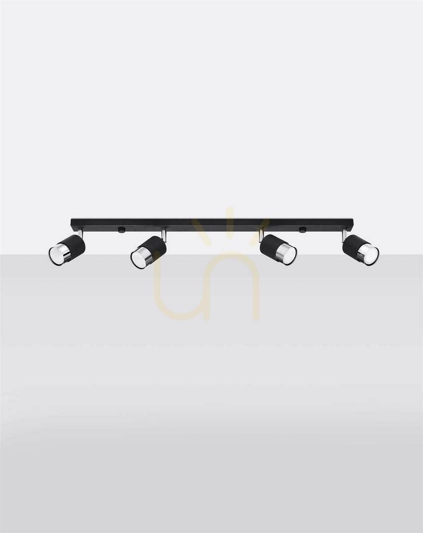 Plafond NERO 4 svart/krom Sollux