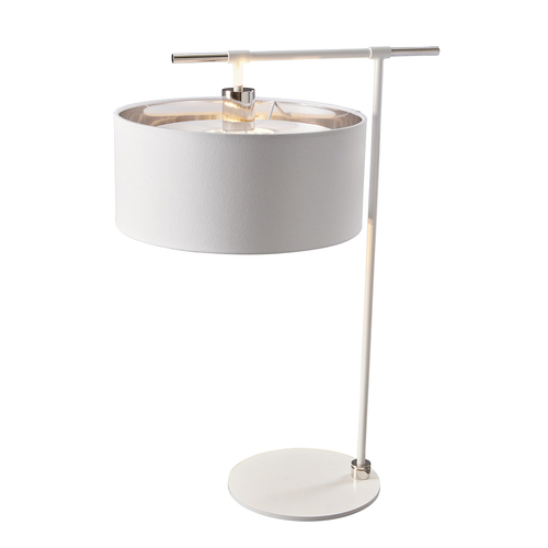Kontrollera Balance bordslampa med 1 lampa - vit och polerad nickel Elstead