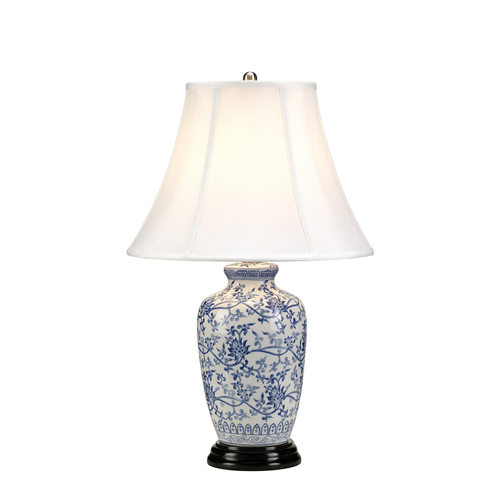 Kontrollera Blå Ginger Jar 1 ljus bordslampa Elstead