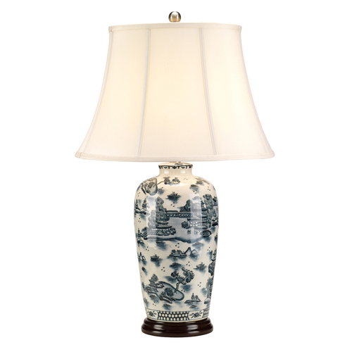 Kontrollera Blå traditionell bordslampa med 1 lampa Elstead
