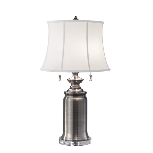 Kontrollera Stateroom bordslampa med 2 lampor - antik nickel Elstead