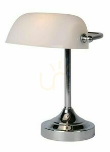 Lucide BANKER skrivbordslampa krom med vit opalglasskärm E14 17504/01/11 small 0