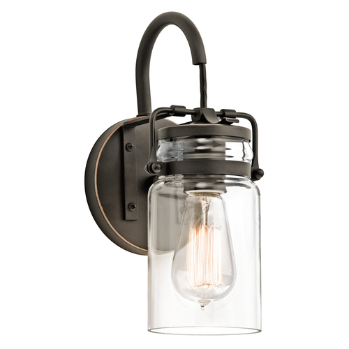 Kontrollera Brinley vägglampa med 1 ljus - Olde Bronze Elstead