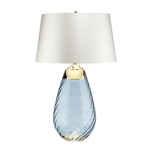 Lena 2 Ljus Stor Blå Bordslampa med Off-white Skärm Elstead small 1