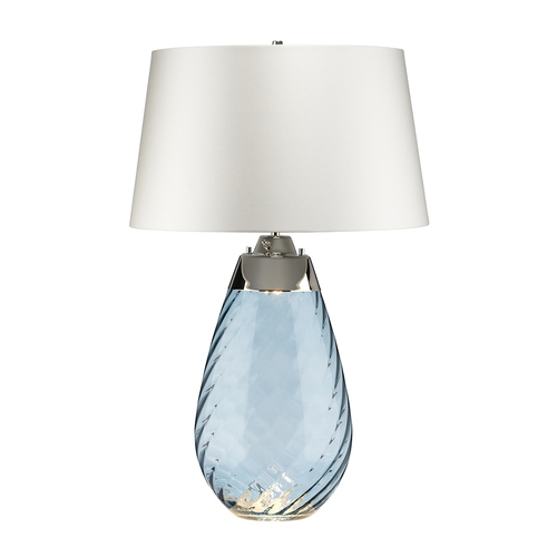 Kontrollera Lena 2 Ljus Stor Blå Bordslampa med Off-white Skärm Elstead