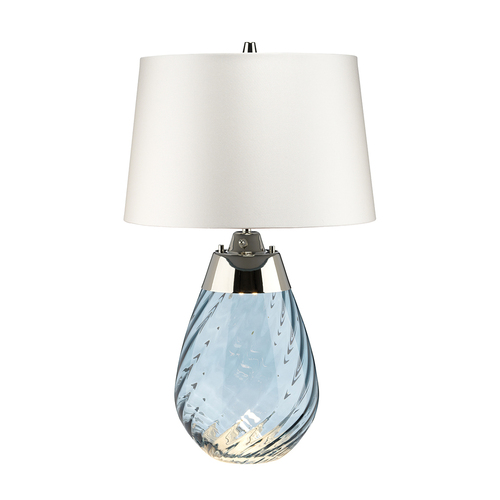 Kontrollera Lena 2 Ljus Liten Blå Bordslampa med Off-white Skärm Elstead