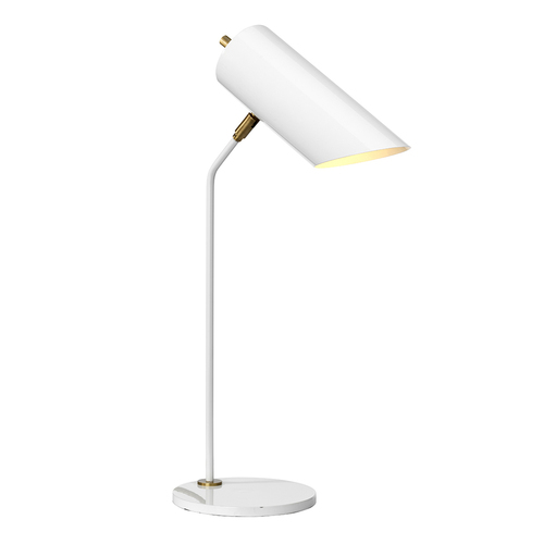 Kontrollera Quinto 1 ljus bordslampa - vit åldrad mässing Elstead