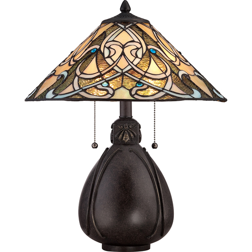 Kontrollera INDIA 2 Tiffany bordslampa - Elstead