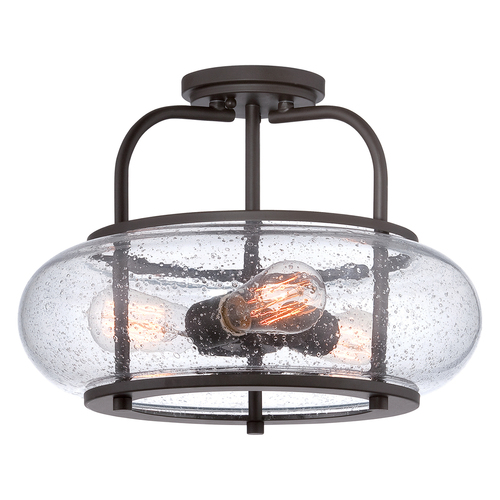 Kontrollera Trilogy 3 Ljus Medium Semi-Flush - Gammal brons Elstead
