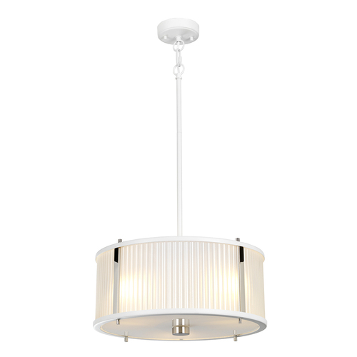 Kontrollera Corona 3-ljus taklampa - vit polerad nickel Elstead