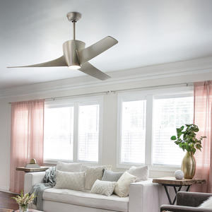 Lampa med fläkt Phree Borstat nickel, IP20 LED 3000K 142cm small 3