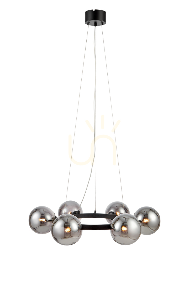 Kontrollera Pendellampa Markslöjd Circle 6L svart rökfärgat glas 71 cm 108051 Pendellampa Markslöjd Circle 6L svart rökfärgat glas 71 cm 108051