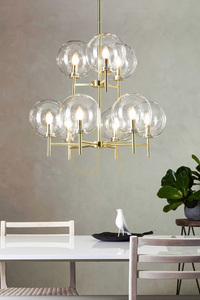 Pendant Light Markslöjd Crown 9L Transparent Mässing Glas 107920 small 1