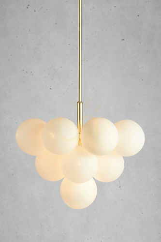 Kontrollera Pendantlampa Markslöjd MERLOT 13L guld vit glas metall 107903