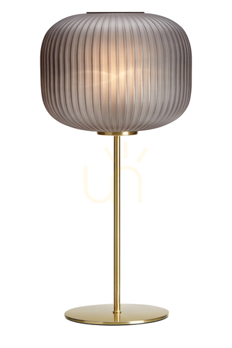 Kontrollera Bordslampa Markslojd Sober 107820 rökfärgat glas borstad mässing 50 cm