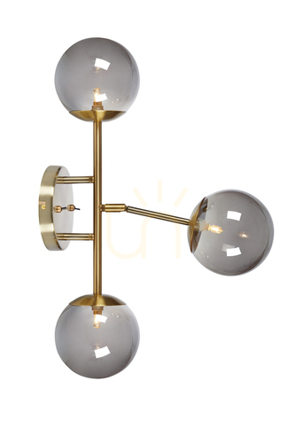 Kontrollera Vägglampa Markslöjd Trinity 3L mässing rök 108253