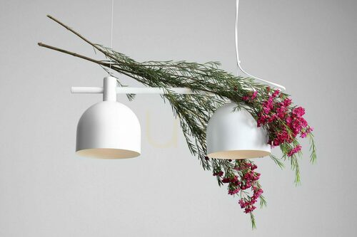 Kontrollera Aldex BERYL 2 WHITE 976H pendellampa, stång med två skärmar Ø 15 cm, matt vit, 2 × E27 max 15 W LED, 52 cm
