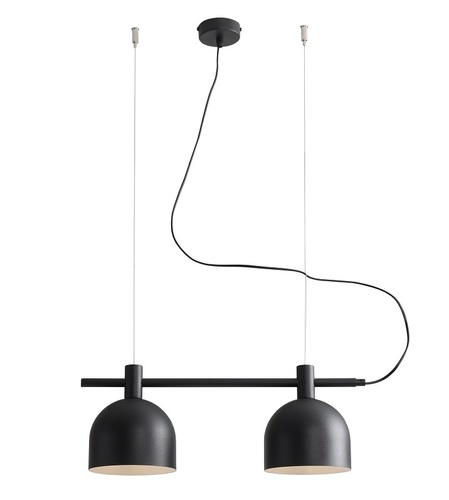 Kontrollera Pendel Aldex BERYL 2 BLACK 976H1 matt svart metall 2xE27 52 cm skärmar vita invändigt