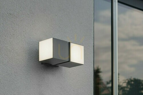 Kontrollera Utomhusvägglampa Lutec CUBA 5193808118 med två vridbara LED-kuber, 4000 K, antracit, IP54