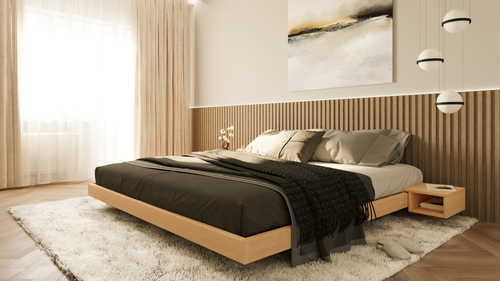 Kontrollera Bädd WoodMan CARRE 160x200 massivt bokträ naturlig finish WUA-01473