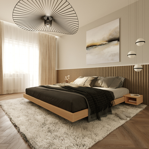 Kontrollera Säng WoodMan CARRE 200x200 bokträ naturlig finish WUA-01481