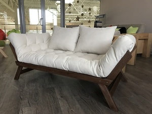 WoodMan ALLEGRO bäddsoffa, krämfärgad futon och valnötsfärgad bok WUA-00532 small 5