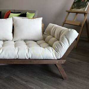 WoodMan ALLEGRO bäddsoffa, krämfärgad futon och valnötsfärgad bok WUA-00532 small 7