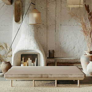 Soffa WoodMan Le MAR beige bokträ liggande 101225 small 2